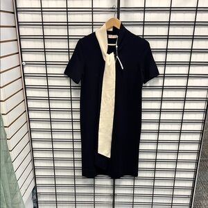 Tory Burch Elegant Black and Cream Scarf Dress